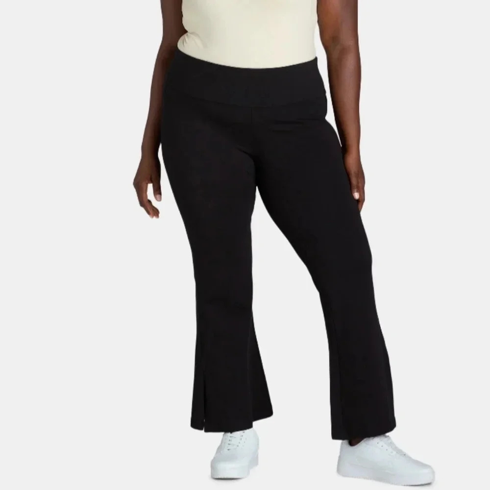Terra & Sky Women's Size 1X (16W-18W) Flare Leggings Black Soot